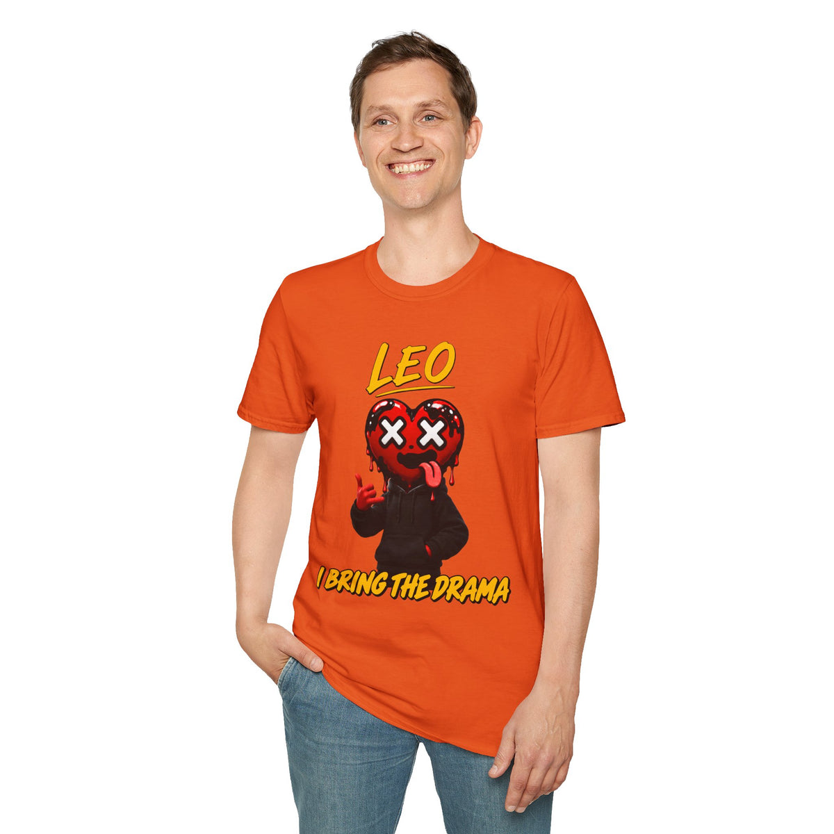 Aquarius & Leo Couple Unisex T-shirt ( Leo - Orange Color - I Bring The Drama )