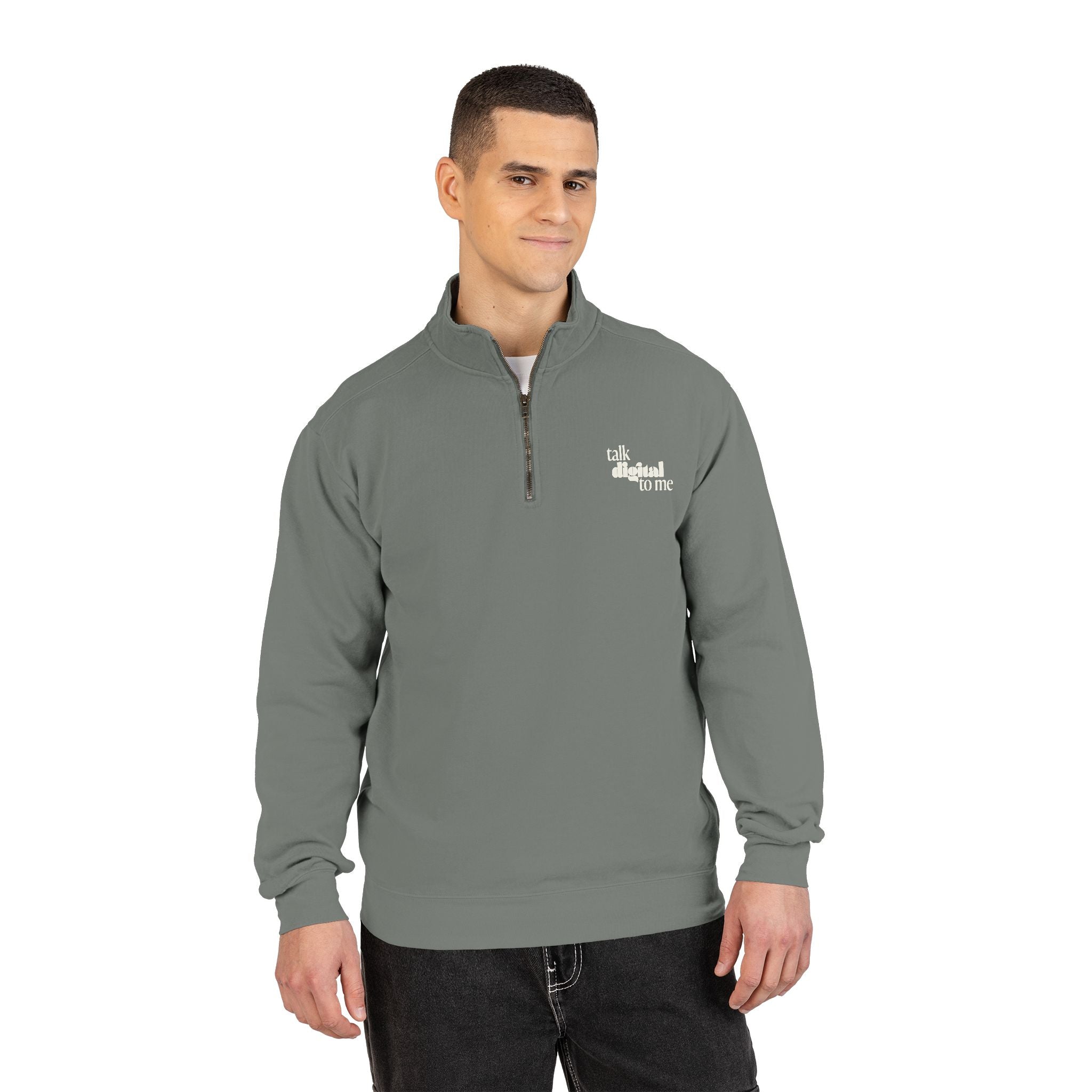 Talk digital to me - Grey Unisex quarter zip sweatshirt