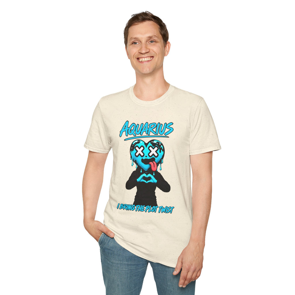 Aquarius & Leo Couple Unisex T-shirt ( Aquarius - Beige Color - PLOT TWIST )