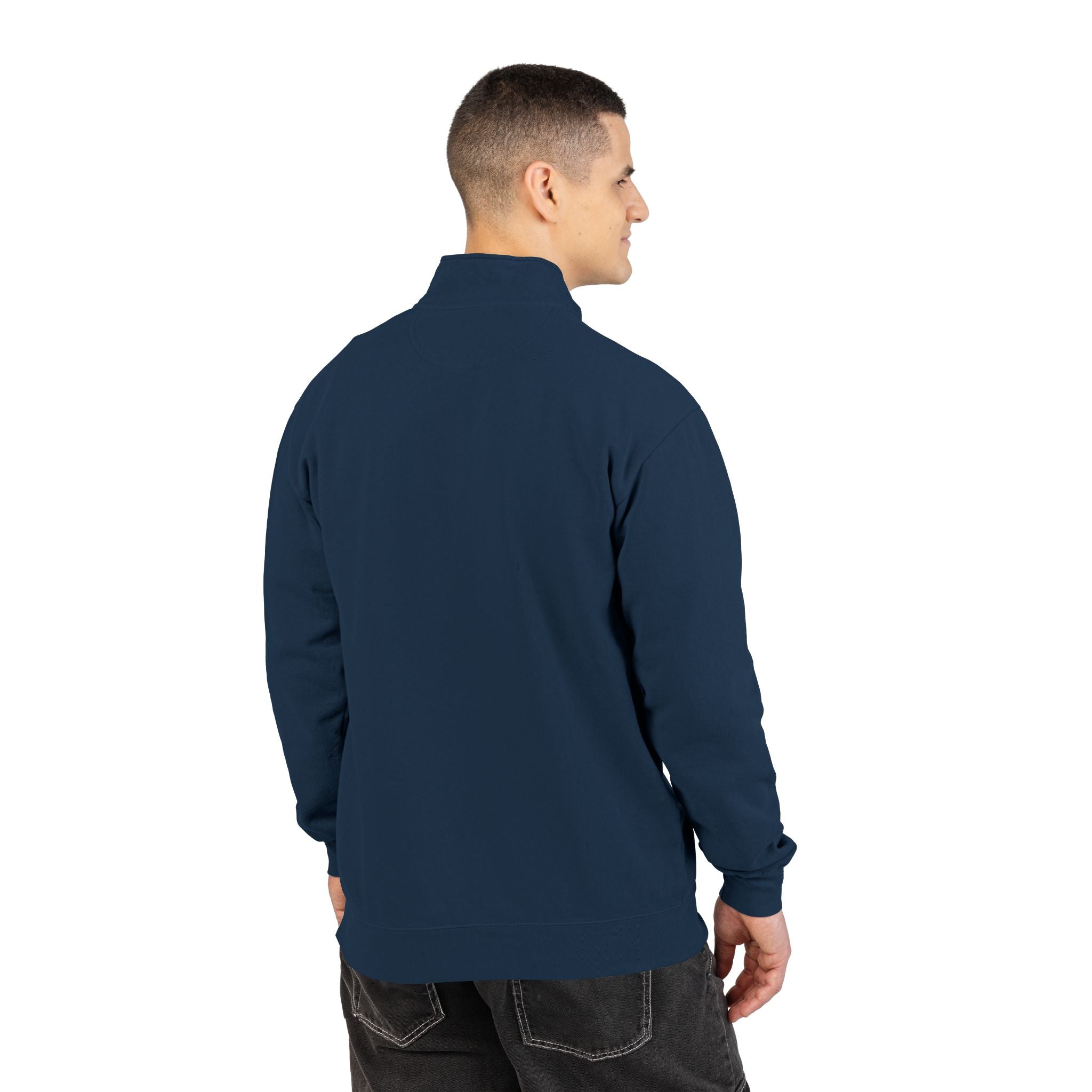 Talk digital to me - Navy Blue Unisex quarter zip sweatshirt
