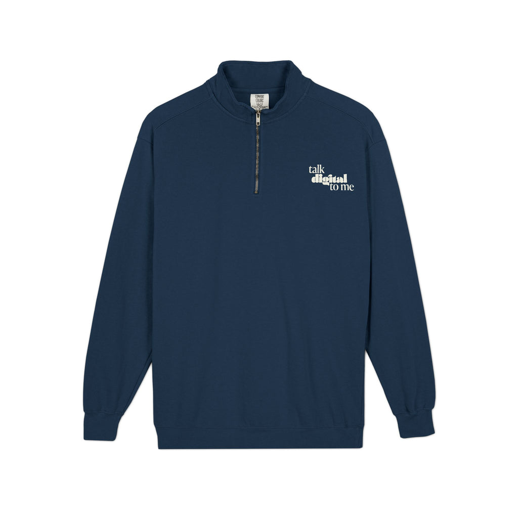 Talk digital to me - Navy Blue Unisex quarter zip sweatshirt