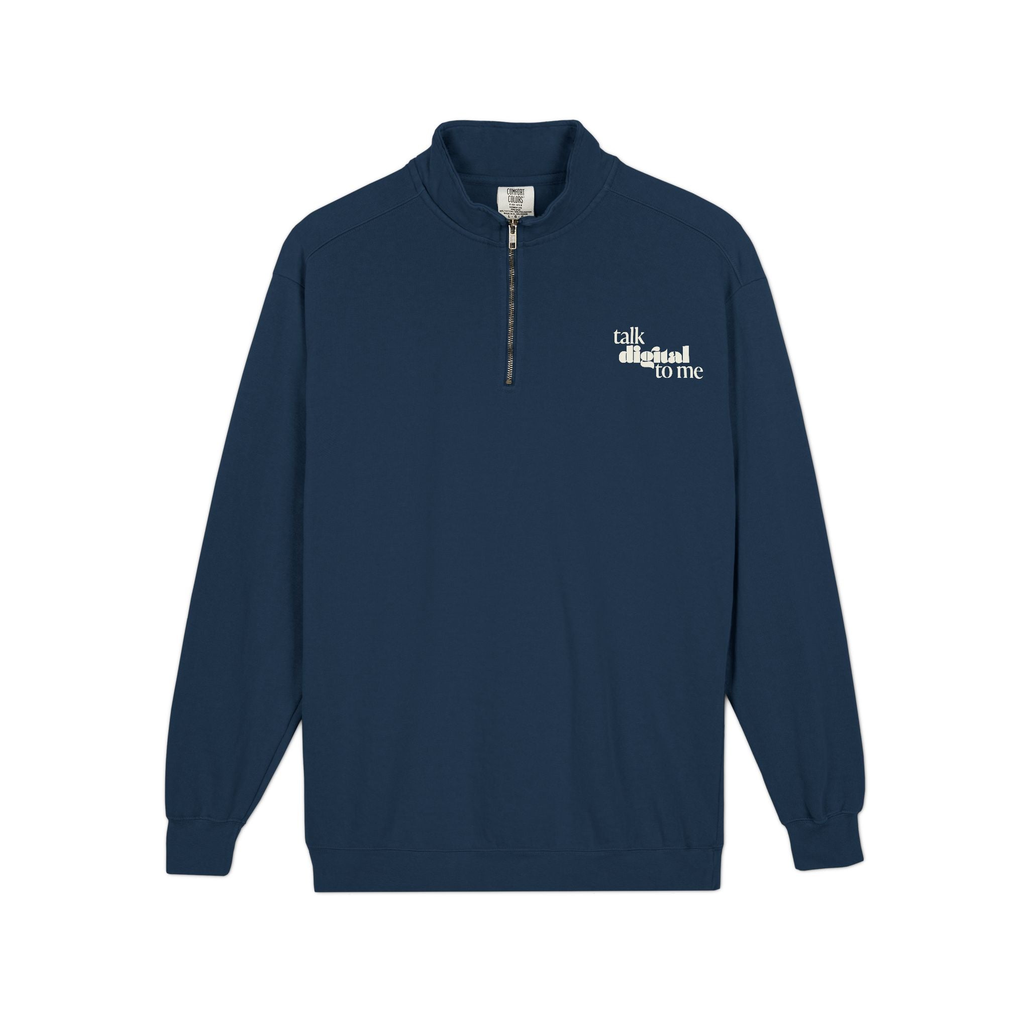 Talk digital to me - Navy Blue Unisex quarter zip sweatshirt
