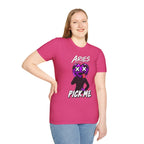 Aries & Leo Couple Unisex T-shirt ( Aries - Pink Color - PICK ME Print )