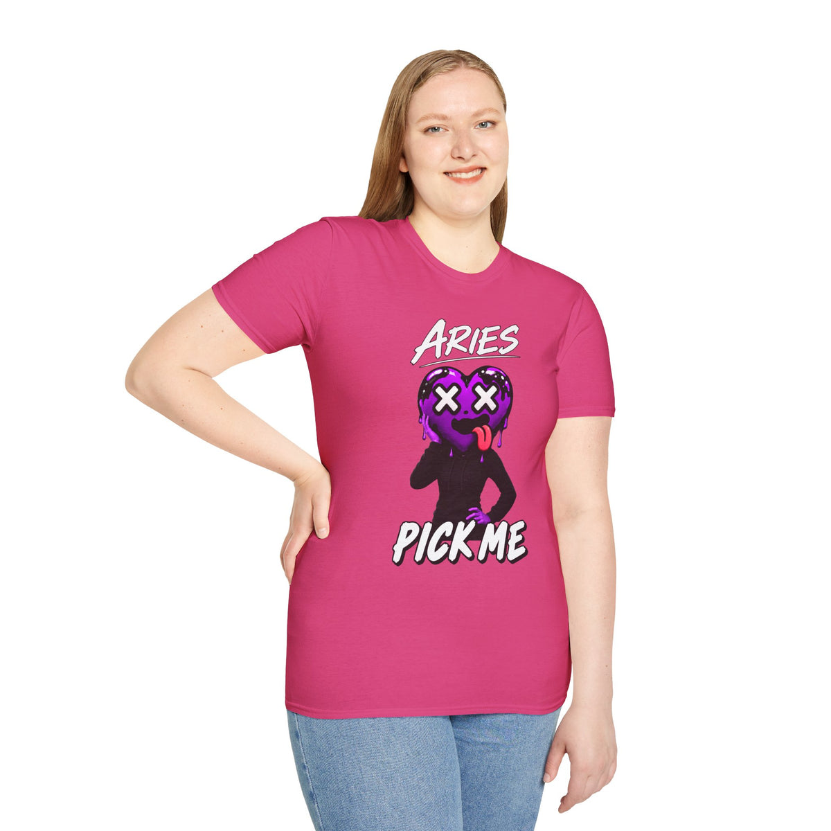 Aries & Leo Couple Unisex T-shirt ( Aries - Pink Color - PICK ME Print )