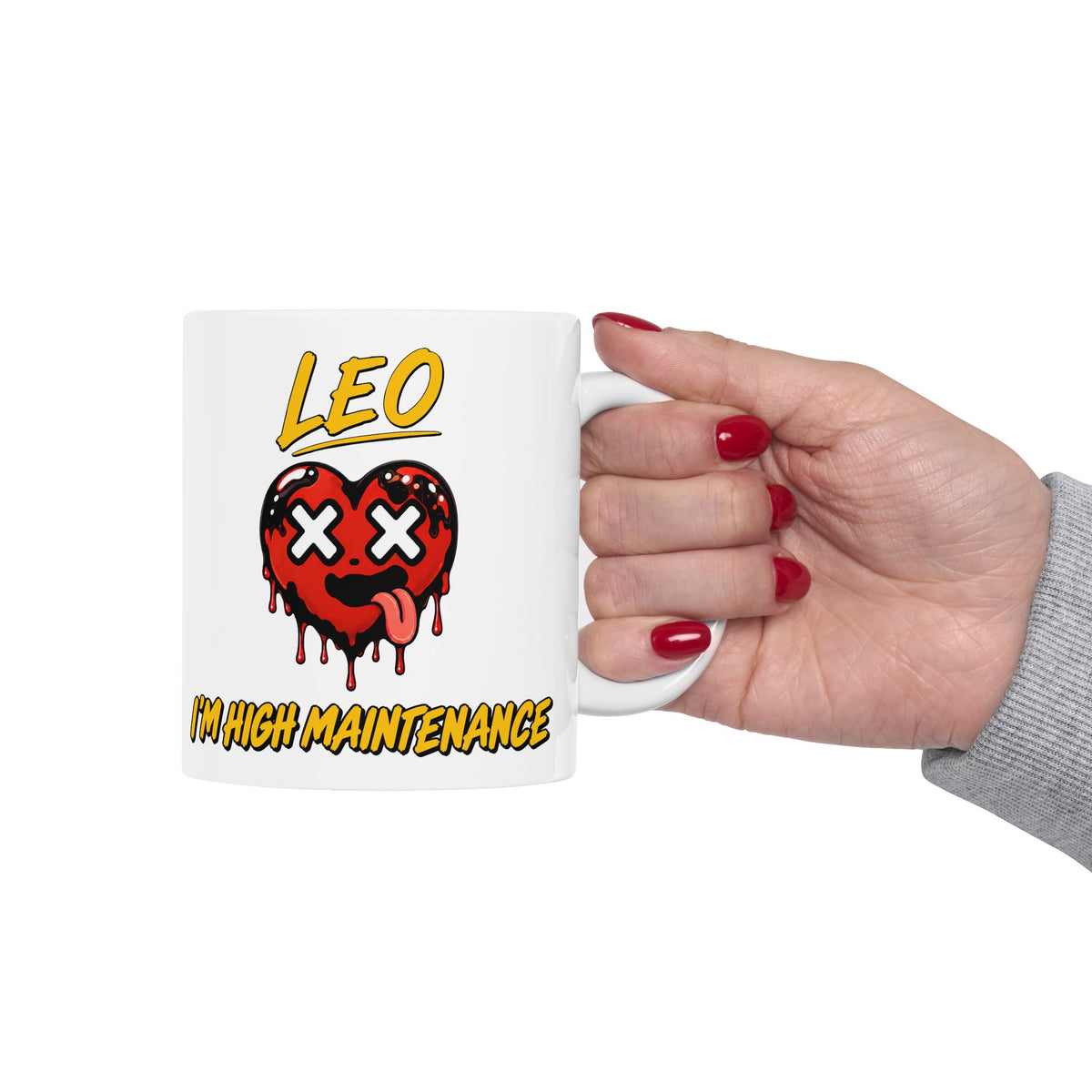 Libra & Leo Couple Mug ( LEO - White Color - I'M HIGH MAINTENANCE Print )