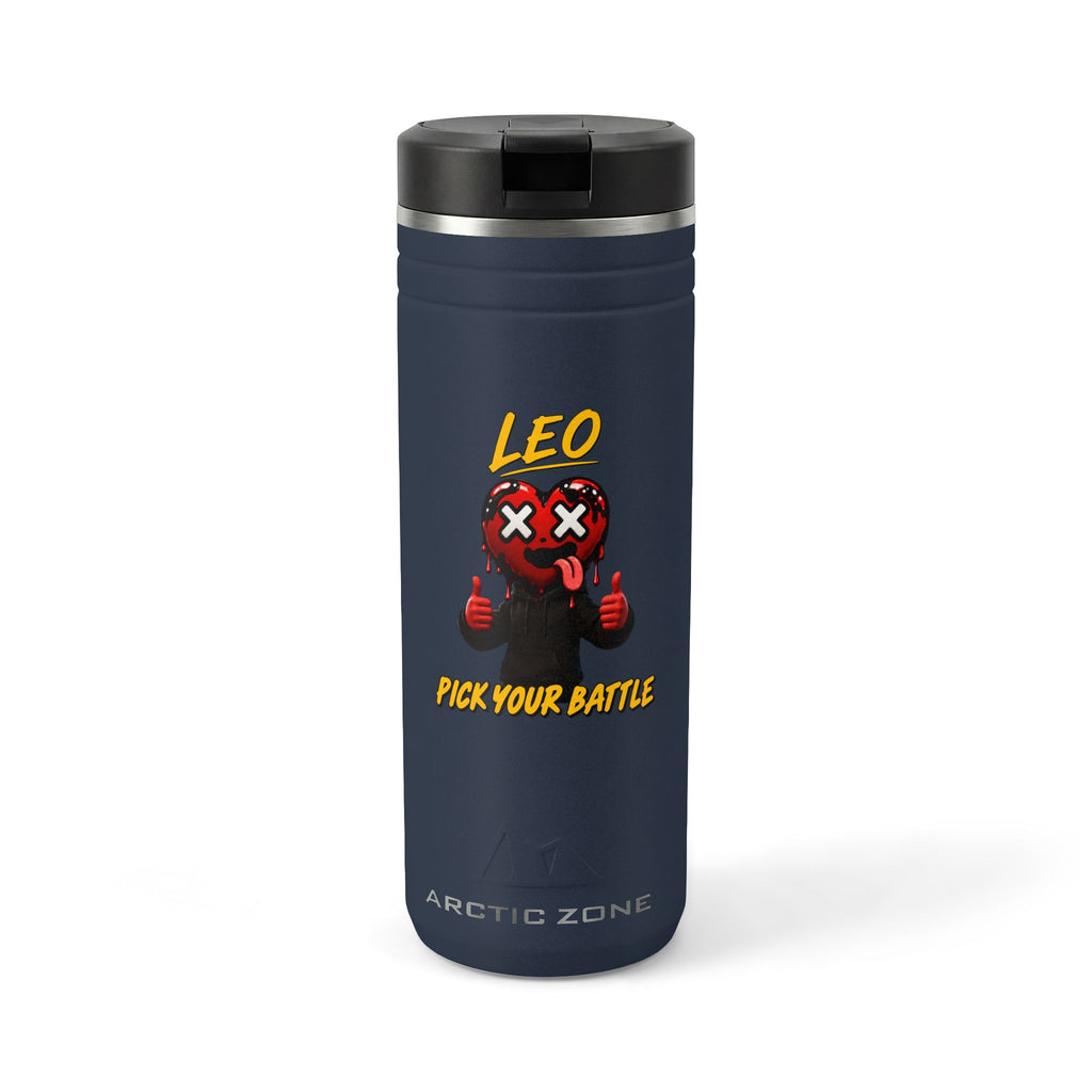 Aries & Leo CoupleTumbler ( Leo - Navy Color - PICK YOUR BATTLE Print )