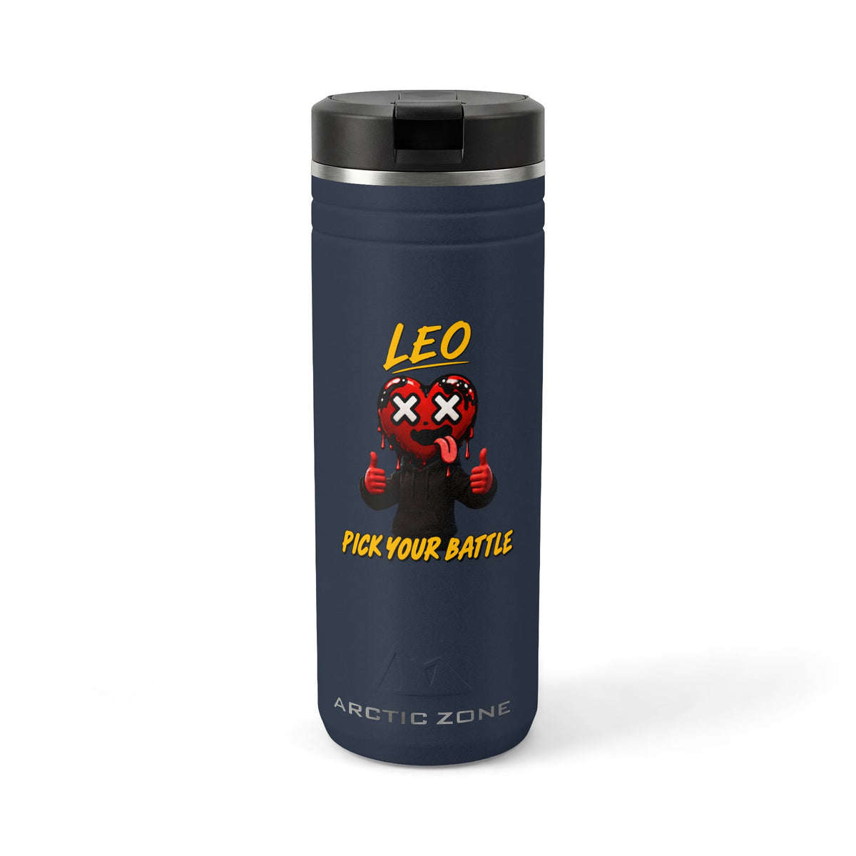Aries & Leo CoupleTumbler ( Leo - Navy Color - PICK YOUR BATTLE Print )
