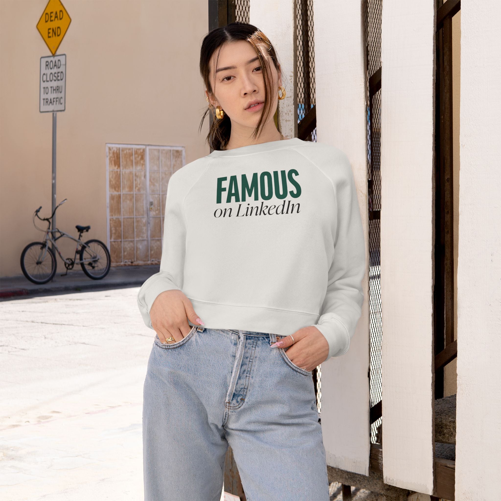 "Famous on LinkedIn" - Women's Cropped Pullover