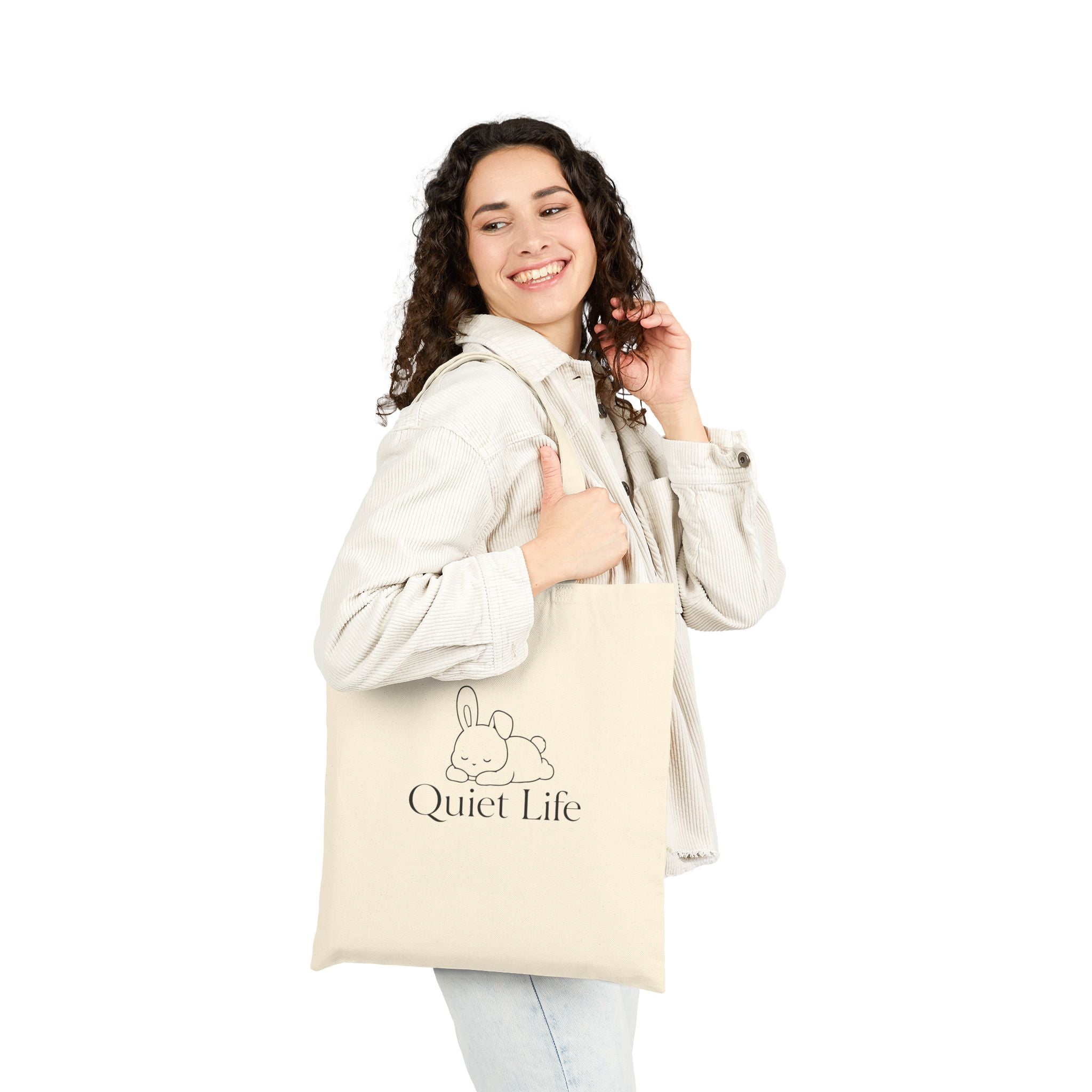 Quiet Life  - Relaxed Bunny - Canvas Tote Bag( Natural )