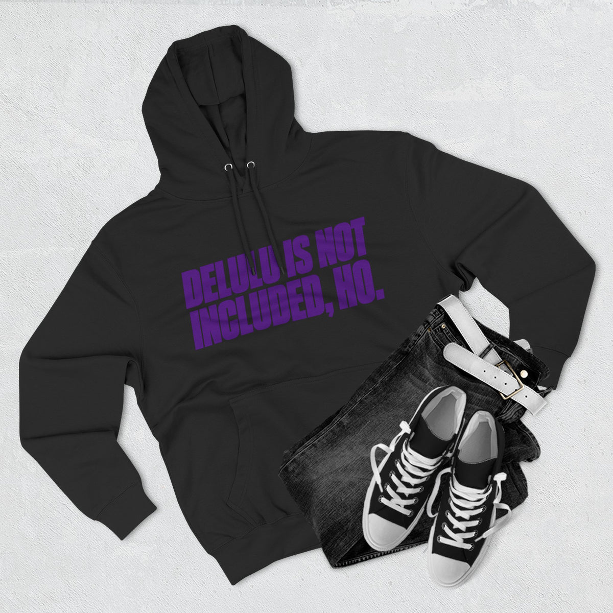 Honey Yenho - Delulu is not Included, ho - Fleece Hoodie (Black)