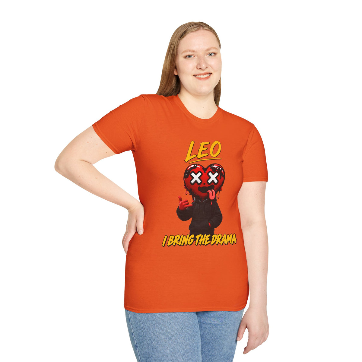 Aquarius & Leo Couple Unisex T-shirt ( Leo - Orange Color - I Bring The Drama )