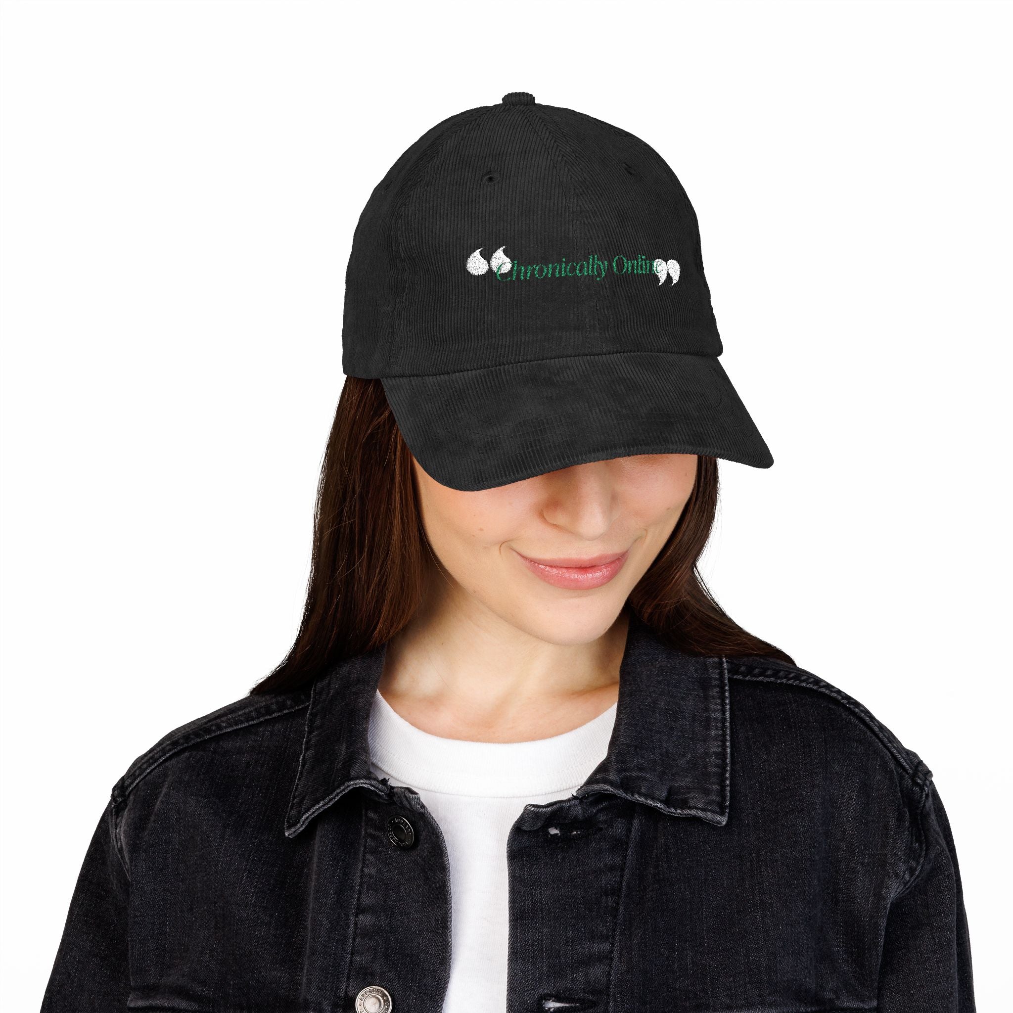 Chronically online - Embroidery Corduroy Cap
