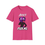 Aries & Leo Couple Unisex T-shirt ( Aries - Pink Color - PICK ME Print )