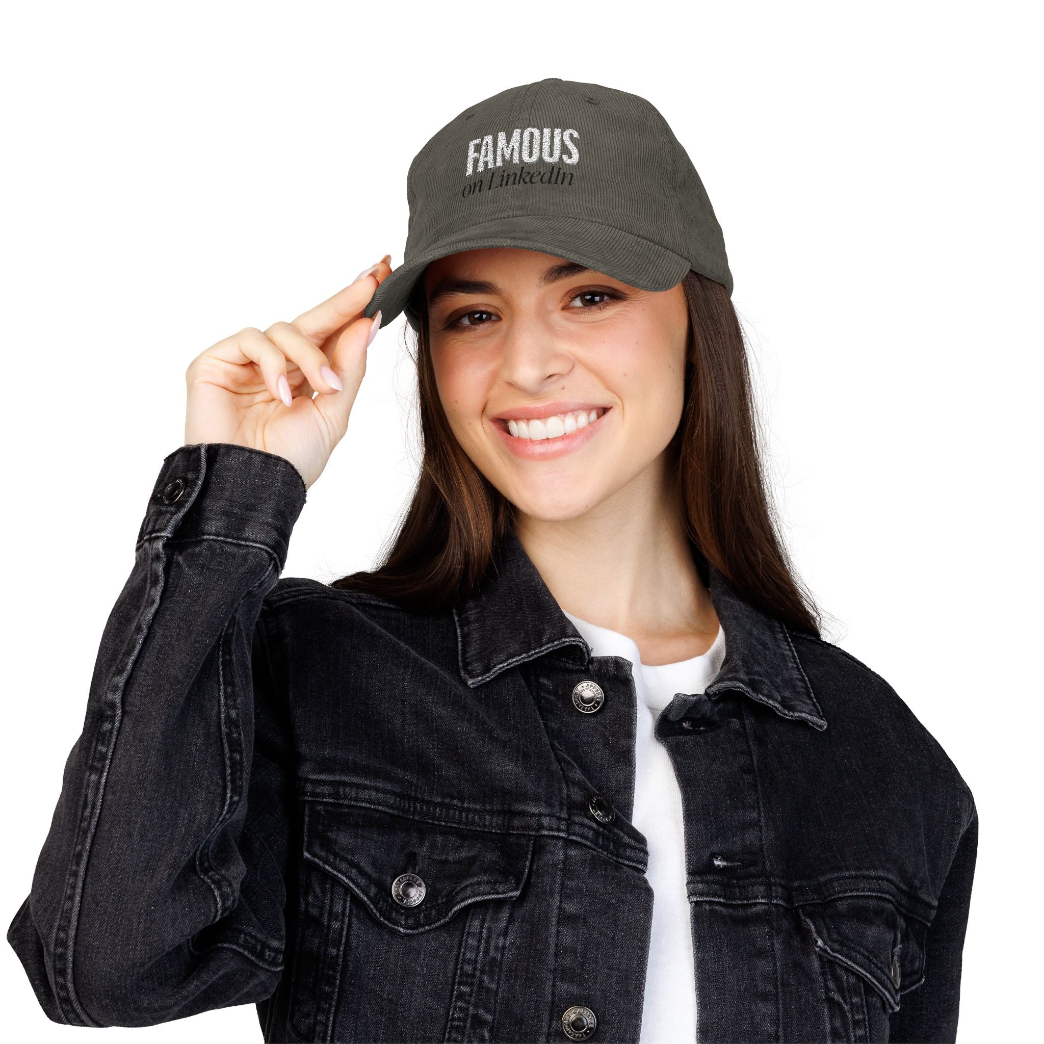 "Famous on LinkedIn" - Embroidery Corduroy Cap