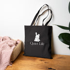 Quiet Life - Cozy Bunny - Canvas Tote Bag( Black )
