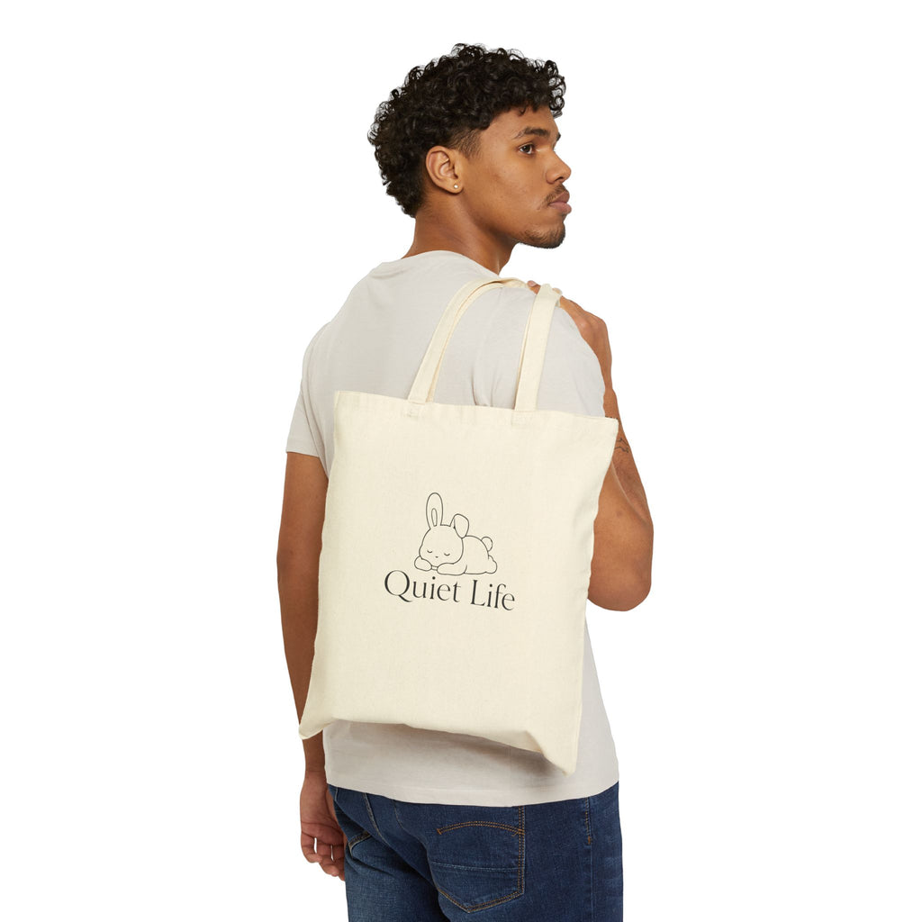 Quiet Life  - Relaxed Bunny - Canvas Tote Bag( Natural )