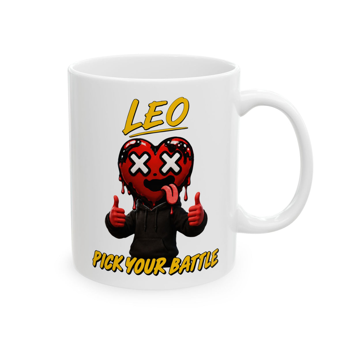 Aries & Leo Couple Mug ( Leo - White Color - PICK YOUR BATTLE Print )