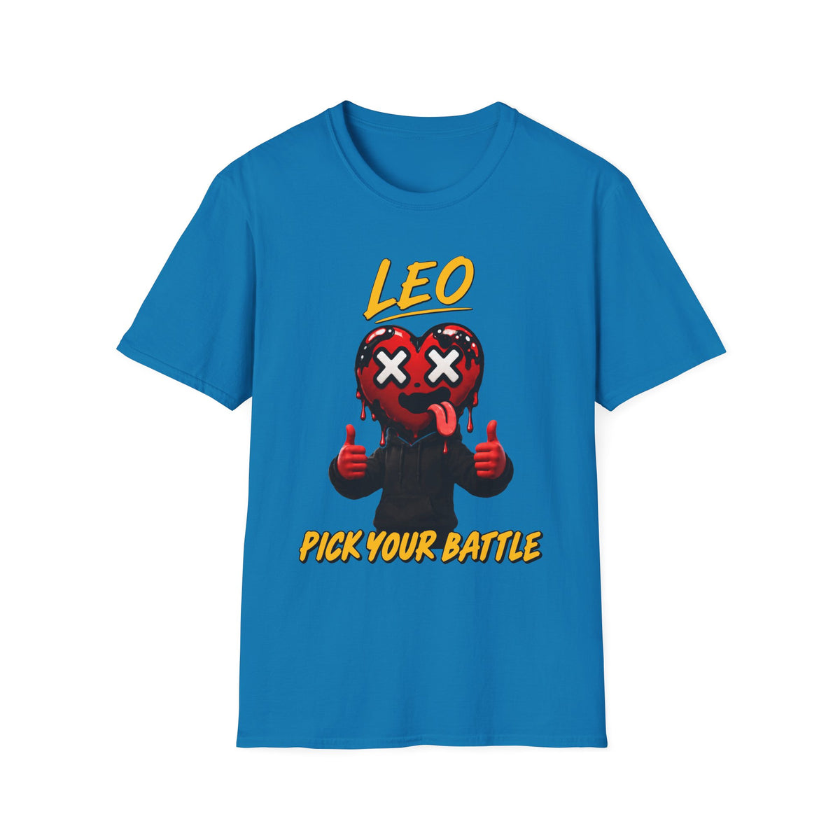 Aries & Leo Couple Unisex T-shirt ( Leo - Blue Color - PICK YOUR BATTLE Print )