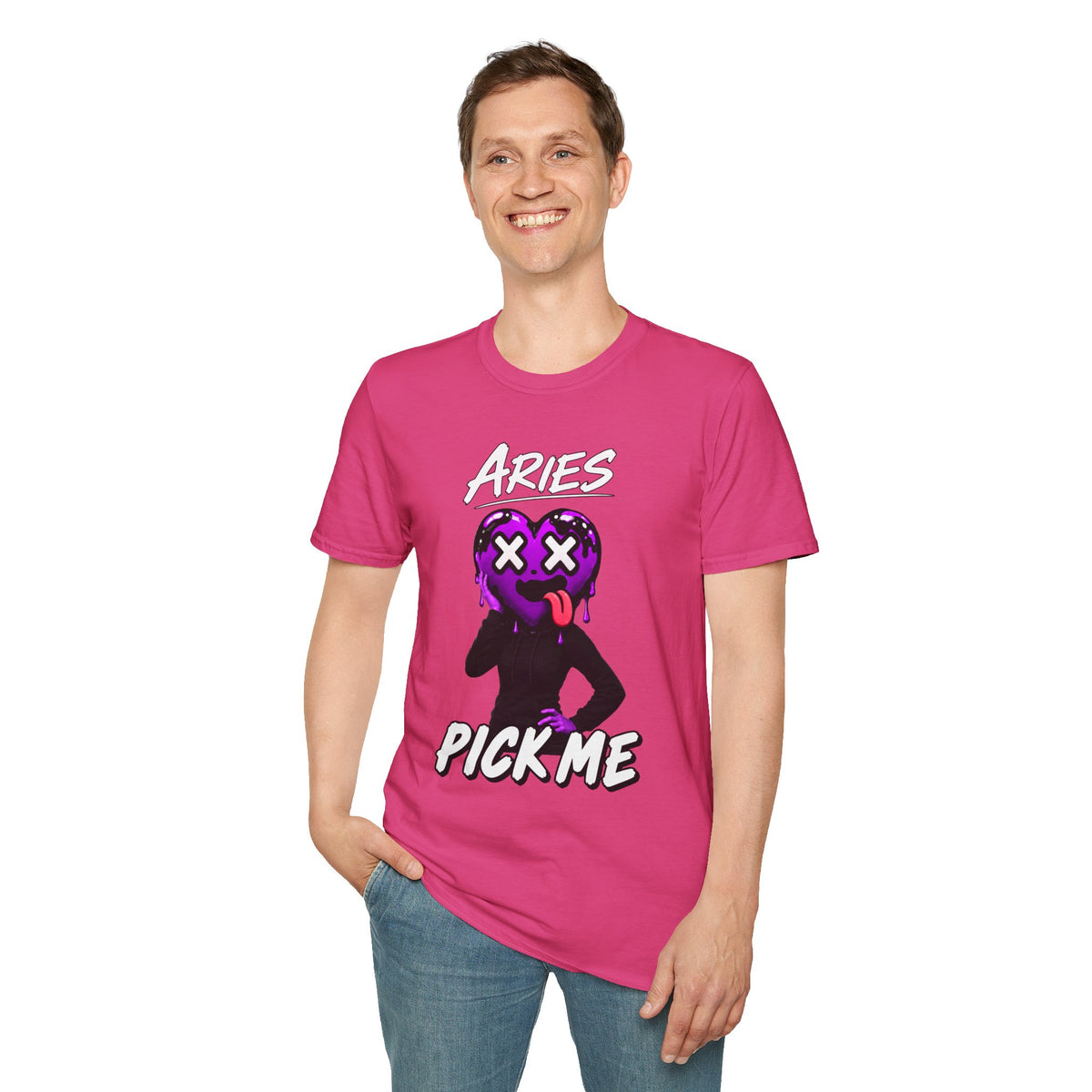 Aries & Leo Couple Unisex T-shirt ( Aries - Pink Color - PICK ME Print )