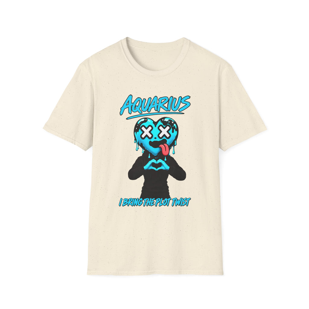 Aquarius & Leo Couple Unisex T-shirt ( Aquarius - Beige Color - PLOT TWIST )