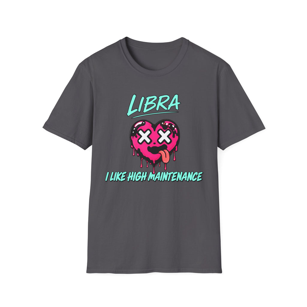 Libra & Leo Couple Unisex T-shirt ( Libra - Grey Color - I LIKE HIGH MAINTENANCE Print )