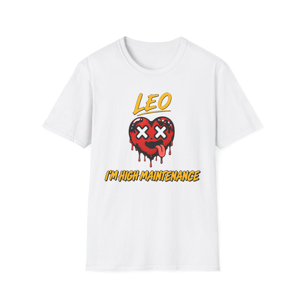 Libra & Leo Couple Unisex T-shirt ( Leo - White Color - I'M HIGH MAINTENANCE Print )