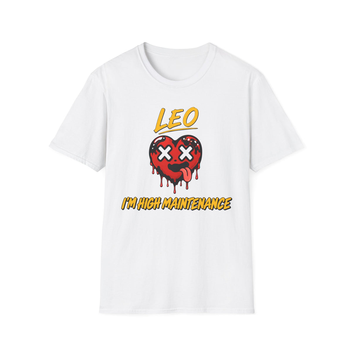 Libra & Leo Couple Unisex T-shirt ( Leo - White Color - I'M HIGH MAINTENANCE Print )